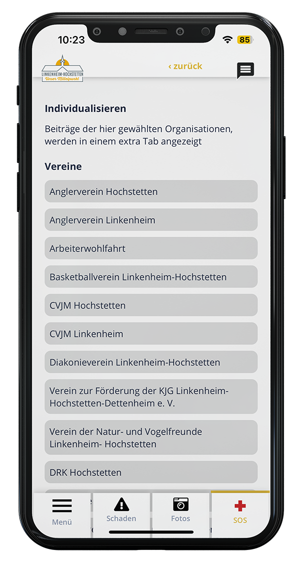 Individualisierbare Startseite